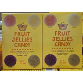 Trader Joe Fruit Jellies Candy Peach, Cherry, Mango, Pear 3.5oz 99g (Two Boxes)