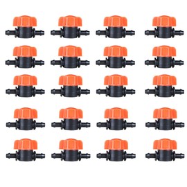 UCLEVER 20pcs 1/4 Inch Barb Shut-Off Valve Universal Drip Irrigation Tubing Coupling Valve