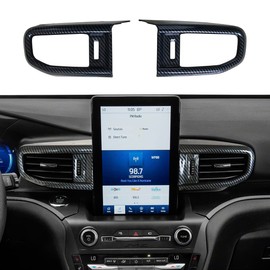 ruihe 2pc Carbon Fiber Color Centre Air Conditioning Dashboard Vent Cover Trim Fit for Ford Explorer 2020 2021 2022 2023 High-end Version