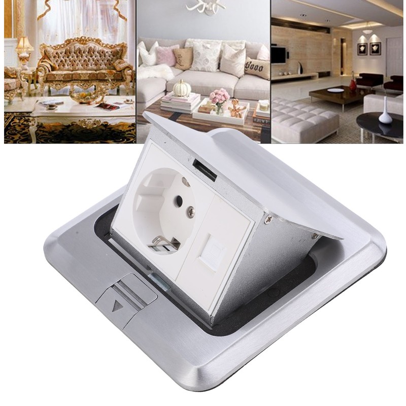 Floor Socket Waterproof Good Sealing Embedded Safe Practical Silver Bounce