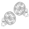 Vinani Flower of Life Mandala Stud Earrings Shiny Sterling Silver