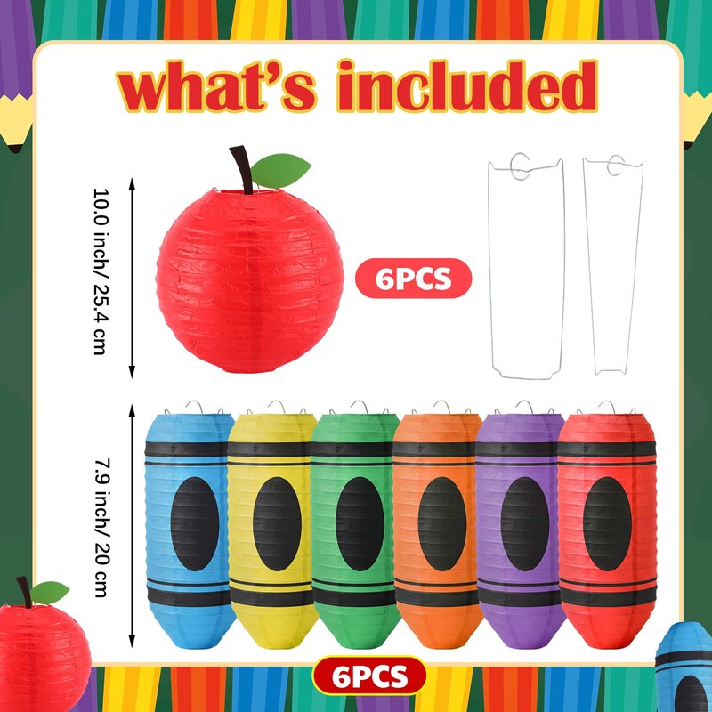 Baquler 12 Pcs Crayon Apple Lanterns, Pencil Back to School