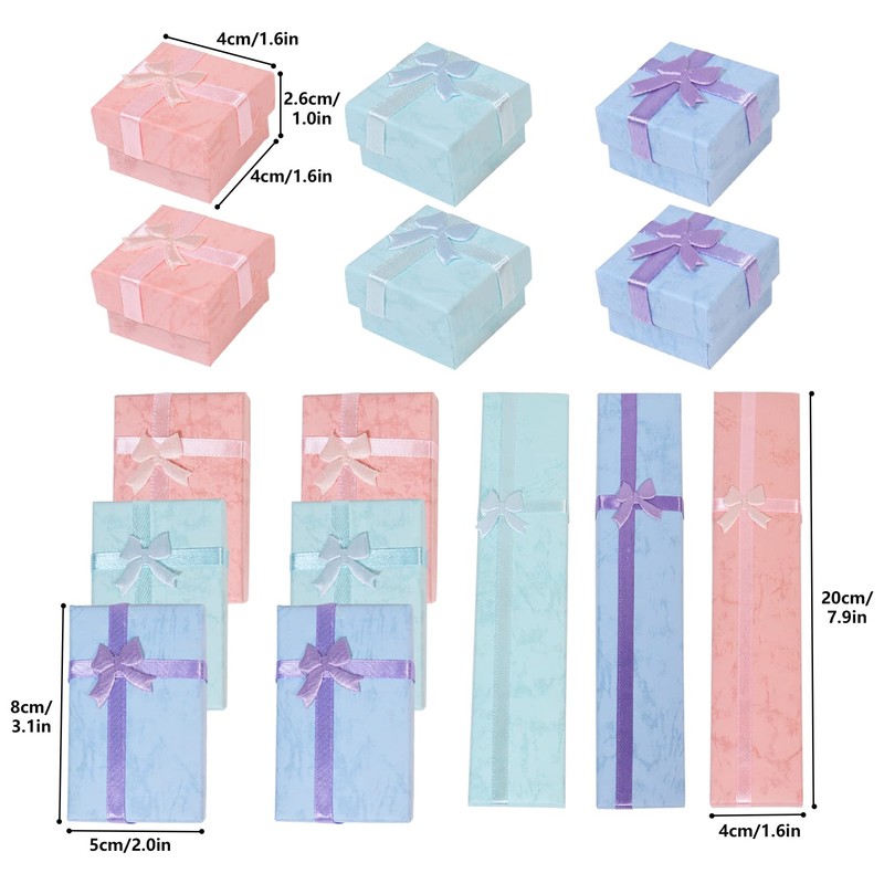 Nideen 15 Pack Jewellery Gift Boxes Bulk, Assorted Size Small