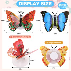 Blcculi 48 Pcs Butterfly Lights,3D LED Butterfly Decoration,Butterfly Night Light Sticker Butterflies,Butterfly Led Wall Light,3D Butterfly Wall Decor for Bedroom Garden Backyard Lawn Party