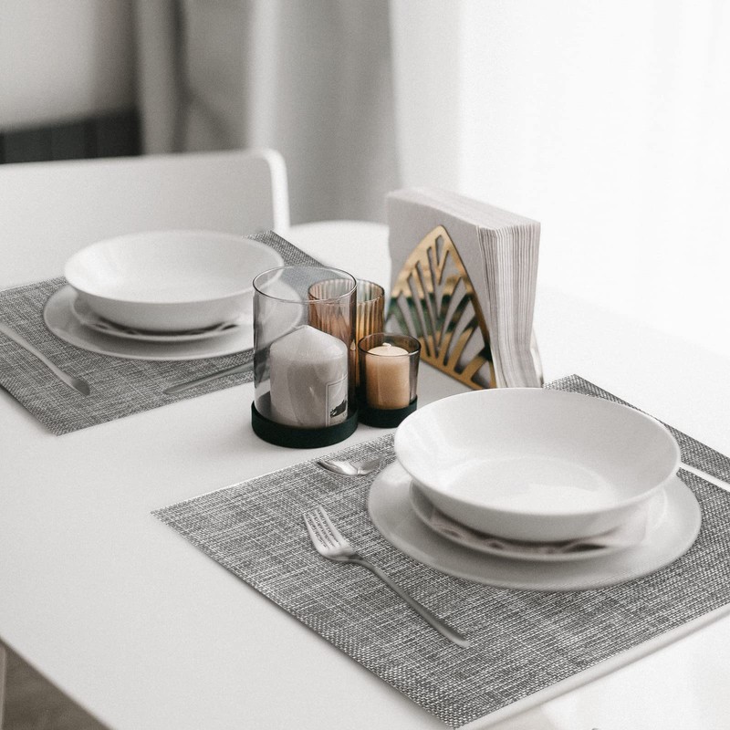 Washable Place Mats Set of 6 PVC Heat Resistant Non-Slip