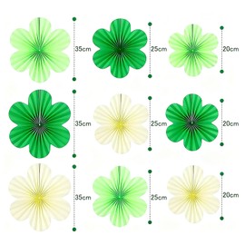 Giyomi Paper Fan, Flower Paper Fan, 9 Sheets of Flower Paper, Triangle Flag, Garland, Set of 1, Cherry Blossoms, Spring, Pink, Green, Atmosphere Decoration, Party, Wedding, Birthday, Festival
