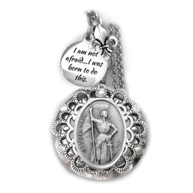 St. Joan of Arc Locket Necklace, I Am Not Afraid, I Was Born To Do This, Patron Saint Quote, Confirmation Gift Jewelry