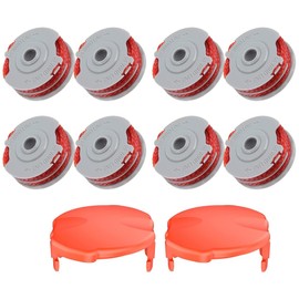 Strimmer Spool Line,8 PCS Φ1.5mm 11m FLY021 513937190 Standard Double Autofeed Nylon Replacement Spools + 2 FLY060 Spool Cover,Compatible with Flymo Contour 500E Mini/Multi/Power Trim Grass Trimmer