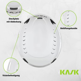 KASK Primero Air Protective Helmet, Work Helmet, Swivel Wheel, 14 Ventilation Channels, According to EN397 and EN50365, Colour: White