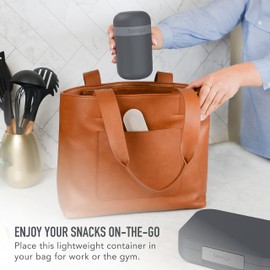 Bentgo Bentgo Snack Cup - Reusable Snack Container with Leak-Proof Design, Toppings Compartment, and Dual-Sealing Lid, Portable & Lightweight for Work, Travel, Gym - Dishwasher Safe (Dark Gray)