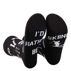 2 Pairs Skiing Inspired Gift Skiing Lover Gift Skier Gift Winter Ski Gift Ski Resor Gift I'd Rather Be Skiing Sock (CA/US, Alpha, One Size, Regular, Regular, I'D RATHER BE SKIING sock ca)