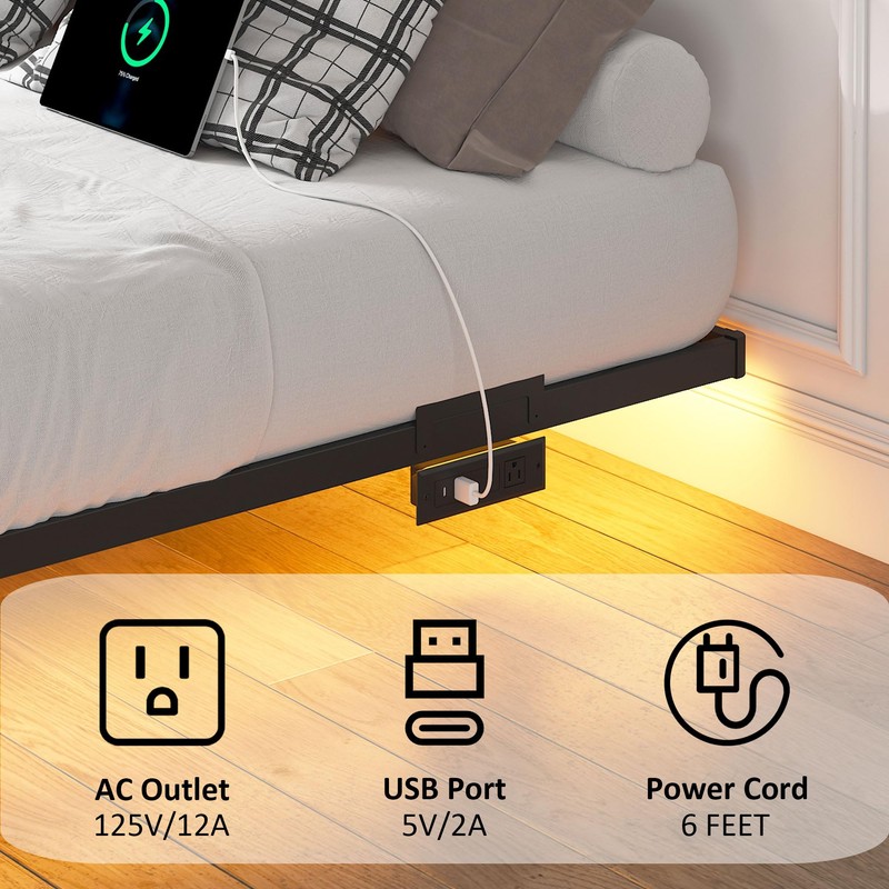 YORMDMO Floating Bed Frame Twin Size, Heavy Duty Bedframe with