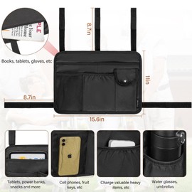 Walker Bag Multiple Pockets Walker Basket for Folding Walker with Cup Holder Bag for Walkers for Seniors Rollator Accessories Bag Black