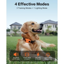 Jugbow Dog Training Collar - 4200FT Remote Dog Collar for Small Medium Large Dogs, LED Light Electric Collar with Beep/Safe Static/Vibration Modes, IPX8 Waterproof Rechargeable Ecollar(Orange)