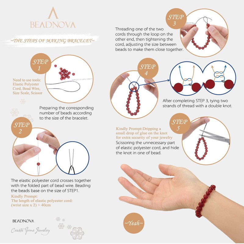 BEADNOVA DIY Starter kit 0.8mm Stretch Jewelry Cord Elastic Crystal