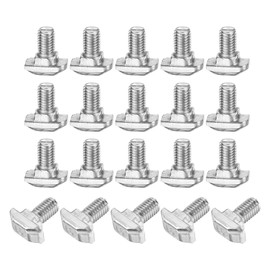 sourcing map 20Pcs T Slot Drop-in Bolt, M8 x 16mm T-Slot Bolts 304 Stainless Steel T Shape Stud Sliding Screw Hammer Head T-Bolt for Standard 4545 Series Aluminum Profile