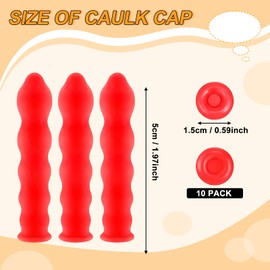 Zonon 10 Pieces Caulk Cap Caulk Saver Cap Caulk Finishing Tool Caulk Saver Caps Caulking Tube Covers Tube Caps for Sealing and Preserving, Red