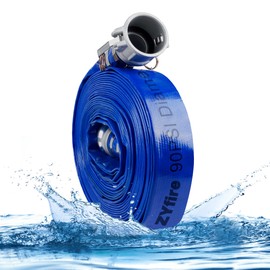 ZYfire Backwash Hose - 1-1/2" x 100 FT PVC Lay Flat Discharge Hose with Aluminum Camlock C & E Fittings Heavy Duty Reinforced Pump Discharge Hose Weather and Burst Resistant for Pool Drain, Sump Pump