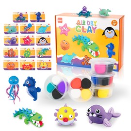 Air Dry Clay for Kids,Modeling Clay Kit,14 Species of Marine Life DIY Molding Clay Art Crafts Set,Ultra Light & Soft,Safe Non-Toxic,Toys Gifts for Age 4 5 6 7 8+ Years Old Boys Girls Kids