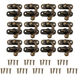 GOTOTOP 12PCS Antique Left Right Latch Hook Hasp Wood Jewelry Box Hasp Catch Decoration With 48 Replacement Screws(Right-Bronze)