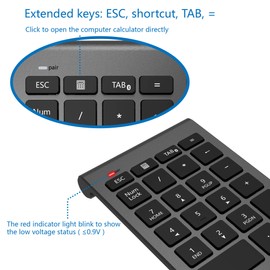 Cateck Ziffernblock Bluetooth, Nummernblock Numpad Bluetooth Ziffernblock mit 22 Tasten und Mehreren Tastaturkürzeln für Computer/Notebook/Laptop/Desktop/Tablet, Cool Grey