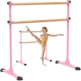 Dolibest Freestanding Wood Ballet Bar, Height Adjustable Ballet Bar, Heavy Duty Dance Bar, with Non-Slip Rubber Pads, Enhanced Stability, Dance/Yoga/Fitness Stretching Bar, Ideal for Kids and Adults