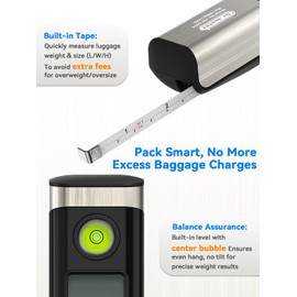 Luggage Scale, Dr.meter Digital Hanging Weight Scale with Tape Ruler, Portable Suitcase Scale 110lb/50kg Backlit LCD Display Electronic Scale Travel Accessory Traveler Gifts, Overload Alarm - Silver