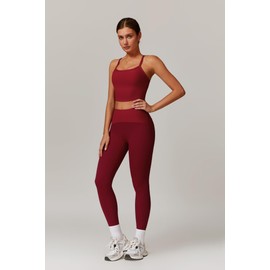 Womens Workout Sets Two Piece Seamless Stretch Cross Back Tank Top Matching Tummy Control High Waist Leggings Set 2 Piece For Women Gym Yoga Active Wear Outfits Athletic Work Out Clothes Wine Red S