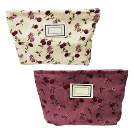 2 Pieces Corduroy Cosmetic Bag, Women's Toiletry Bag, Cosmetic Storage Bag, Hand Canvas Bag, Portable Cosmetic Bag