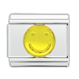 Fablinks Italian Charm Bracelet Charms, Stainless Steel Smiley Face Link, 9mm Emoji Y2K Bracelets Links (Smiley Face Emoji)