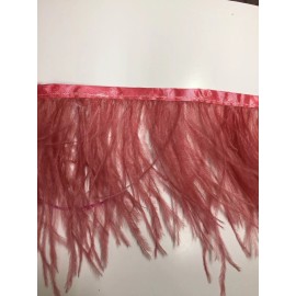 perial co inc Ostrich Feather Fringe ,sold by yards ,6/7 inches lenght ,new deep dusty pink