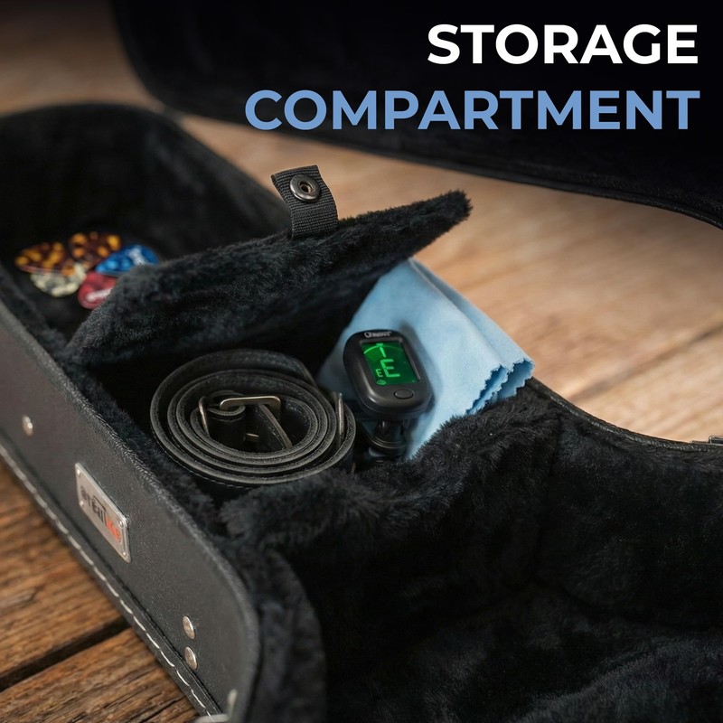 Gearlux Dreadnought Acoustic Guitar Hardshell Case with Accessory Compartment -