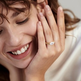 VISDIV 2CT Engagement Ring for Women Marquise Cut 925 Sterling Silver AAAAA Cubic Zirconia CZ Wedding Band Promise Ring For Women Solitaire Simulated Diamond Silver/Gold Size 5-10