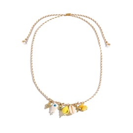 Leeniuniu Bohemian Ocean Shell Starfish Conch Necklace Adjustable Beach Seashell Pendant for Women Party Jewelry (Yellow)