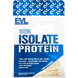 Evlution Nutrition 100% Isolate, Whey Isolate Protein Powder, 25 G of Fast Absorbing Protein, No Sugar Added, Low-Carb, Gluten-Free (Unflavored, 1 LB)