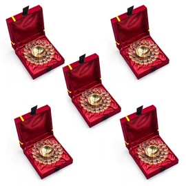 5Pcs Crystal Oil Lamp for Pooja Decorative Akhand Diya Brass Lamp for Temple Home Diwali Decor Gifts