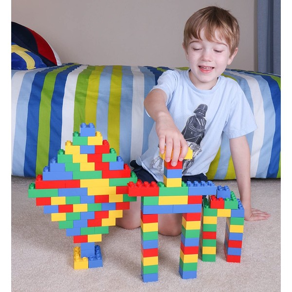 Strictly Briks - Big Briks Set - 108 Pieces - Blue, Green, Red, & Yellow - Large Building Blocks for Ages 3 and Up