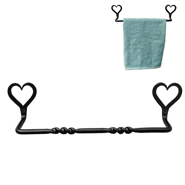 Hand Forged Heart Shape Hand Towel Bar Iron Handmade Wall