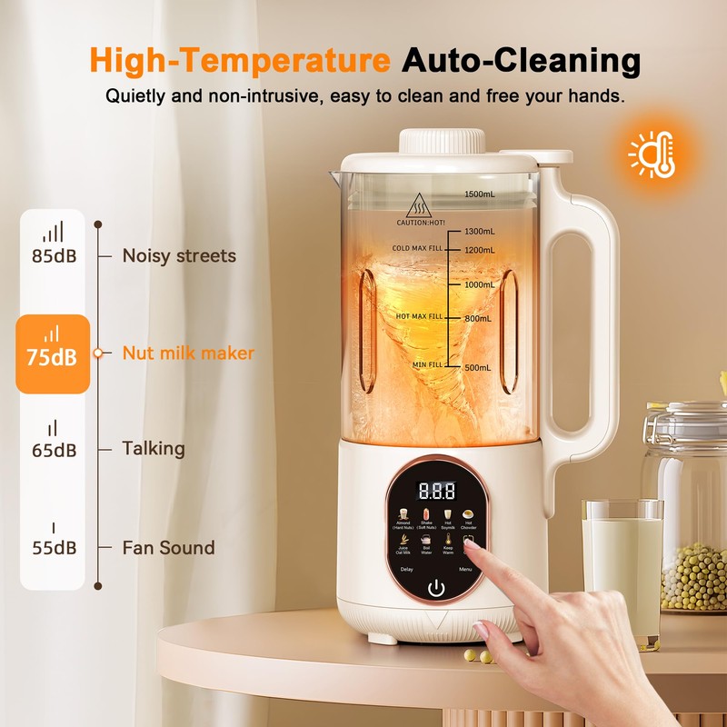 50oz Nut Milk Maker, 10 in 1 Automatic Nut Milk