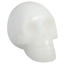 mookaitedecor 1.5 Inch Hand Carved Crystal Skull Sculpture Gemstone Statue Figurine Collectible,White Jade