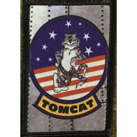 F14 Tomcat Mascot Morale Patch. Perfect for Your Tactical Military Army Gear, Backpack, Operator Baseball Cap, Plate Carrier or Vest. 2x3" Hook Patch. Made in The USA