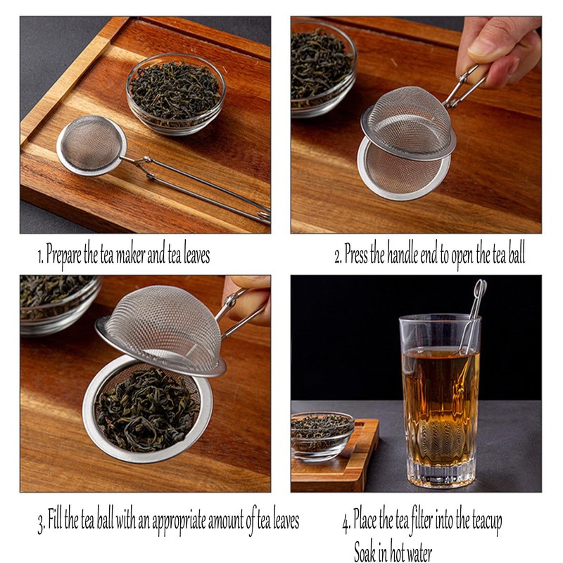XUTONG 4PCS Snap Ball Tea Strainer,Stainless Steel Spoon Tea Ball