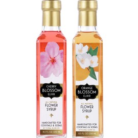 Floral Elixir Co. Orange Blossom & Cherry Blossom Elixirs - Syrups for Cocktails & Sodas (2 x 8.5 oz)