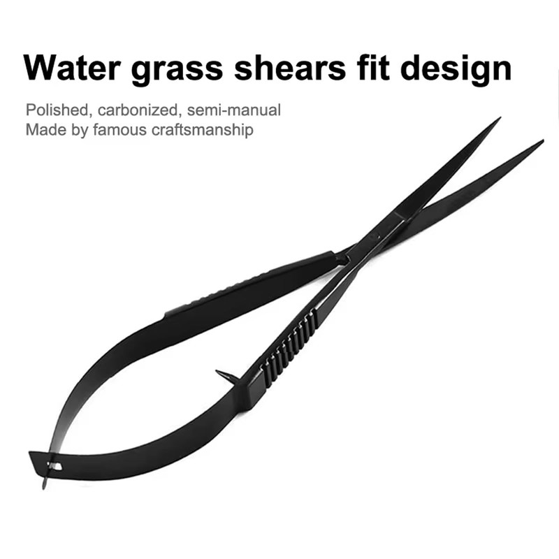 AIMALL quarium Grass Tank Trimming Shears - Black Stainless Steel