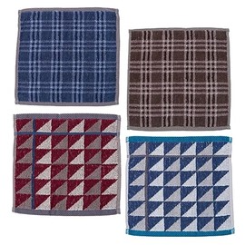 Y's factory Men's Towel Handkerchief, 100% Cotton, Set of 4, 5 Pieces, 7.9 inches (20 cm), 9.1 inches (23 cm), 9.1 inches (25 cm), Moisture Wicking, Compact, Pile Fabric, Texture, 9.1 x 9.1 inches (23