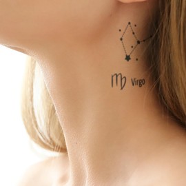 Virgo - Jungfrau - Forever Never® | Temporäre Tattoos für Erwachsene - Hält bis zu 2 Wochen | vegan, wasserfest, EU-zertifiziert