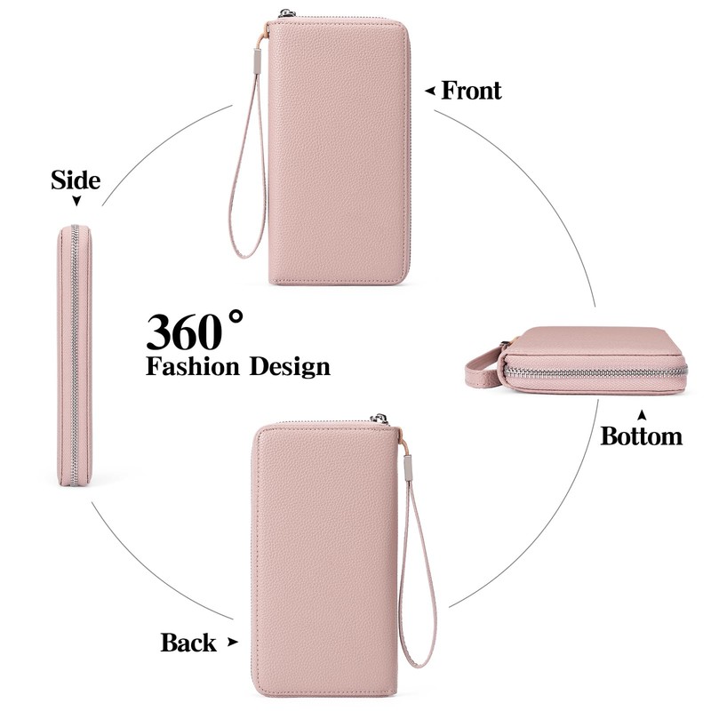 GAEKEAO women's wallet, large capacity leather women's wallet, zip clutch,