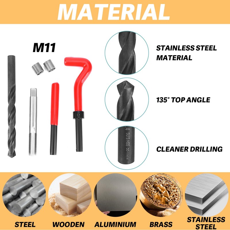 Heli Coil, Coil Master Kit, 17 Pieces Thread Inserts M11