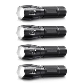 XYSRZ Bright Tactical Flashlight 5 Modes Zoomable Portable EDC Flashlight Handheld Flashlight for Camping Hiking Emergency, 4 Pack