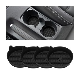 Bittwee 4PCS Car Cup Coasters, Automotive Waterproof Non-Slip Sift-Proof Silicone Insert Spill Holder Insulation Drink Mat Mesh Organizer, Vehicle Interior Decor Accessories Universal Fit (Black)